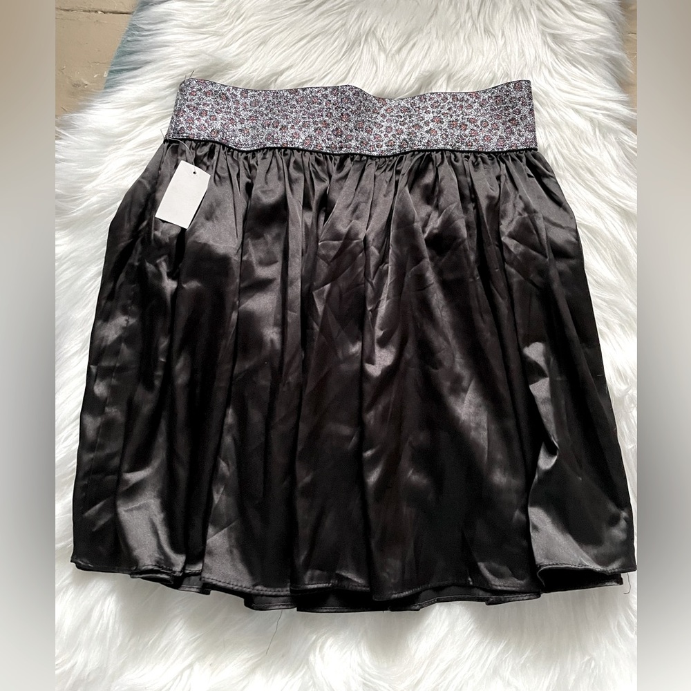 Satin Black Animal Print Skirt